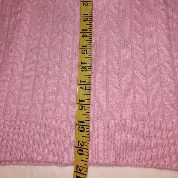 RALPH LAUREN 100% CASHMERE CABLE KNIT SHAWL COLLAR SWEATER PINK SIZE MEDIUM - Picture 7 of 8